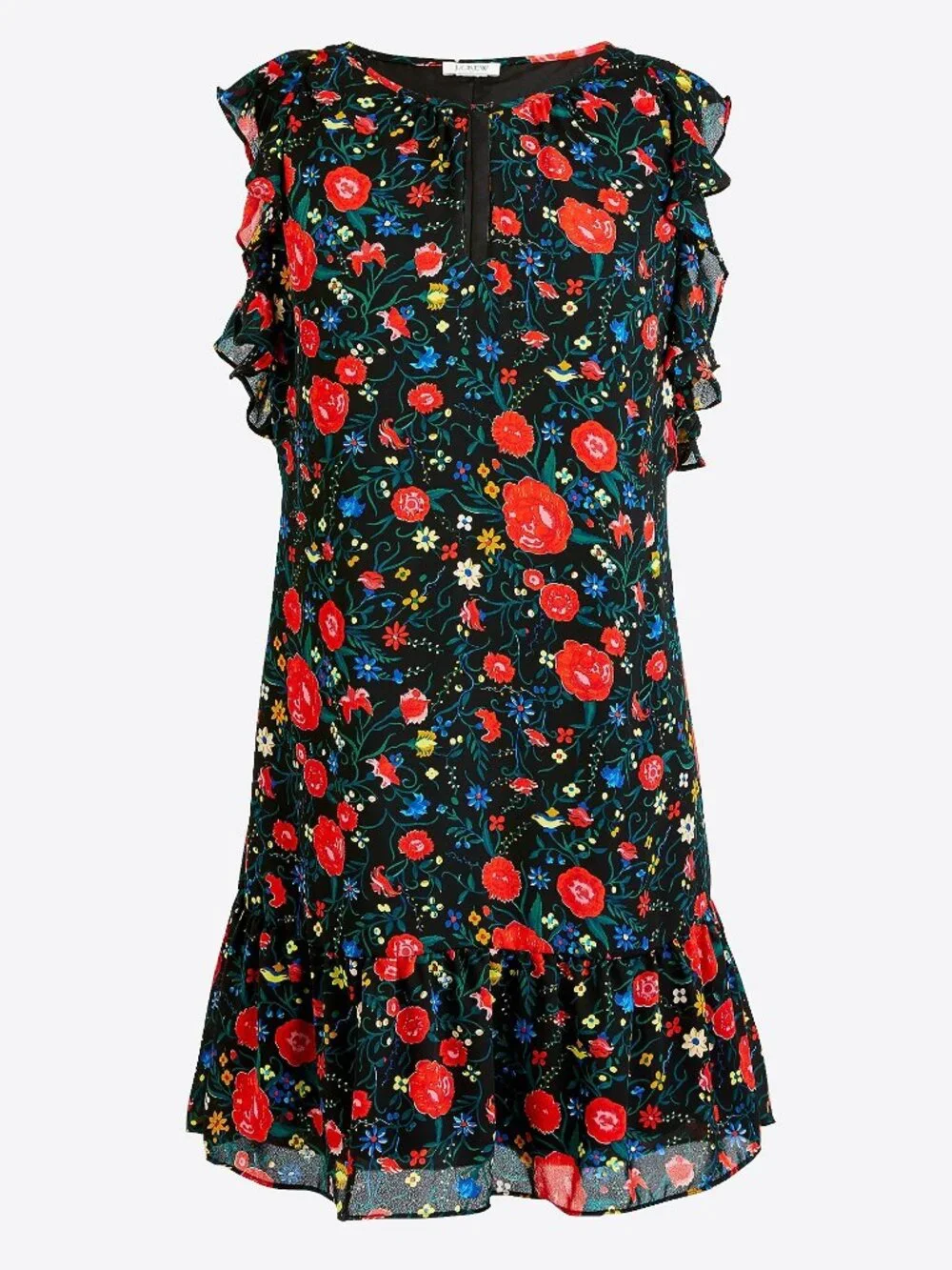 NWT J. Crew Size XS Printed Ruffle Flounce Hem Sleeveless Floral Mini Dress NEW